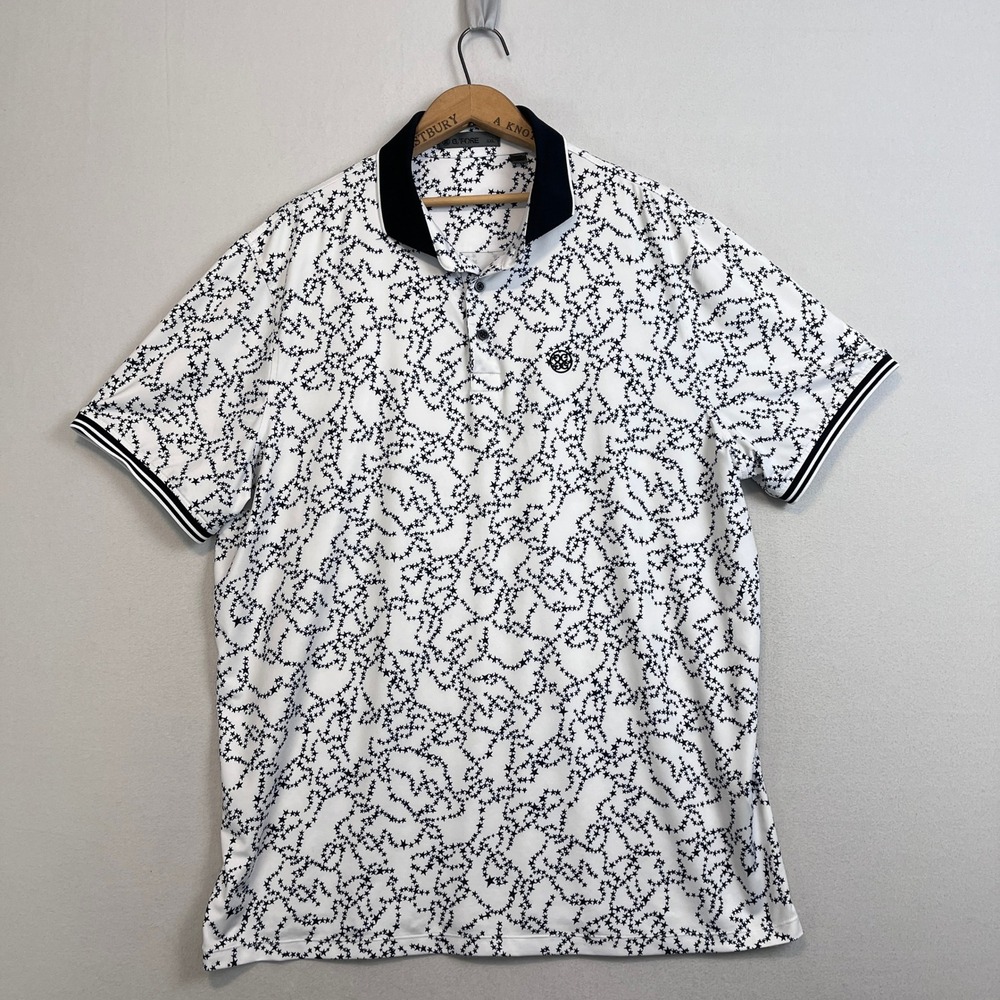G/FORE Mens XXL Star Print Golf Polo Shirt White Black Mauna Lani GMP000003
